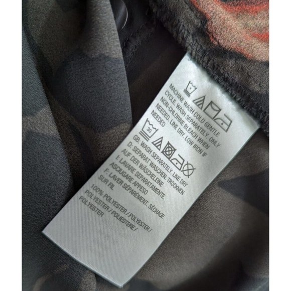 Linea Louis Dell'Olio Peasant Top Black Sheer Floral Print Placement Size M - Picture 7 of 8